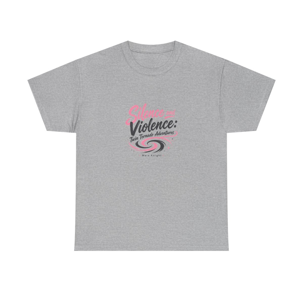 Maia Knight "Silence and Violence: Twin Tornado Adventures" Unisex Tee - alternate angle 4, merchandise