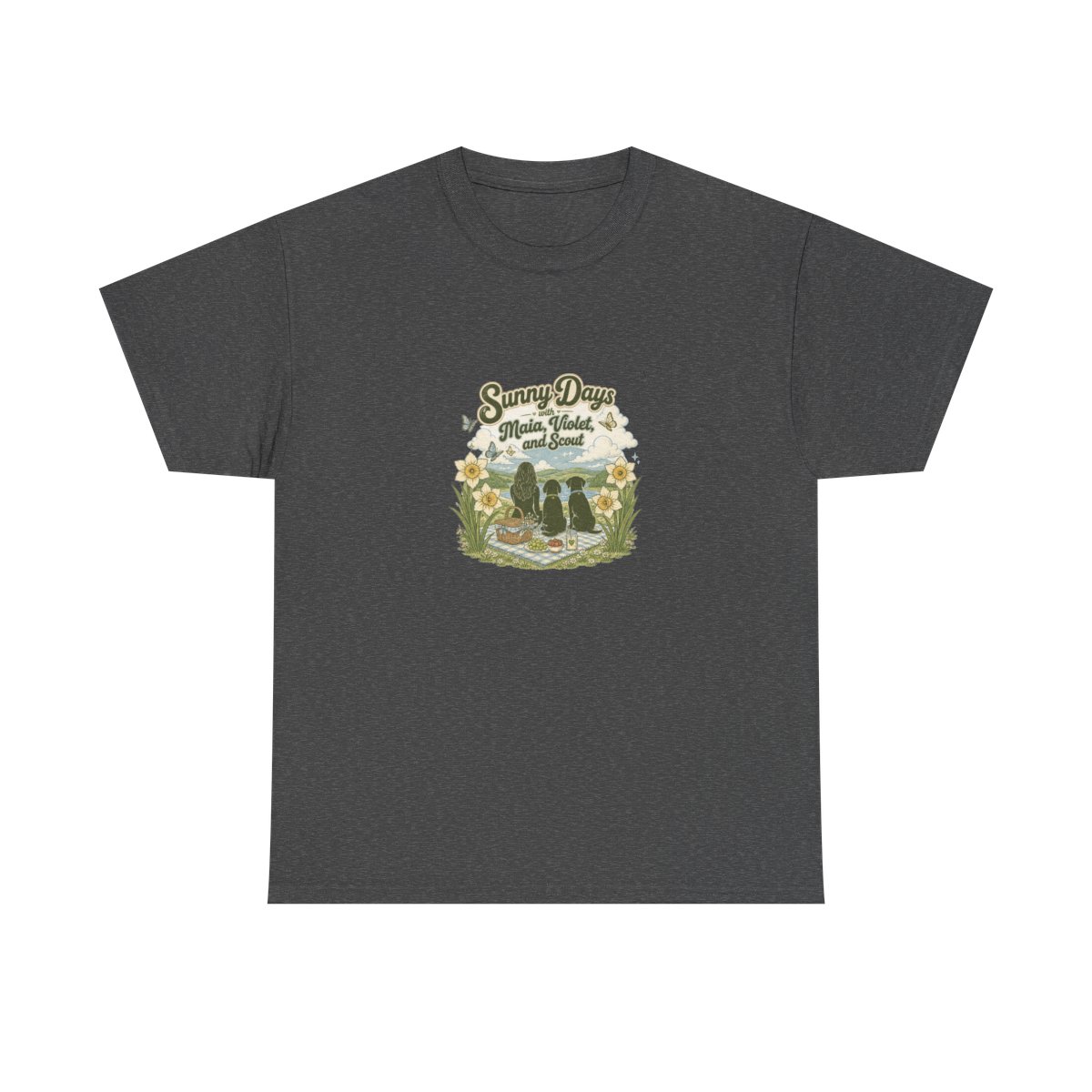Maia Knight "Sunny Days with Maia, Violet, and Scout" Unisex Tee - alternate angle 2, merchandise