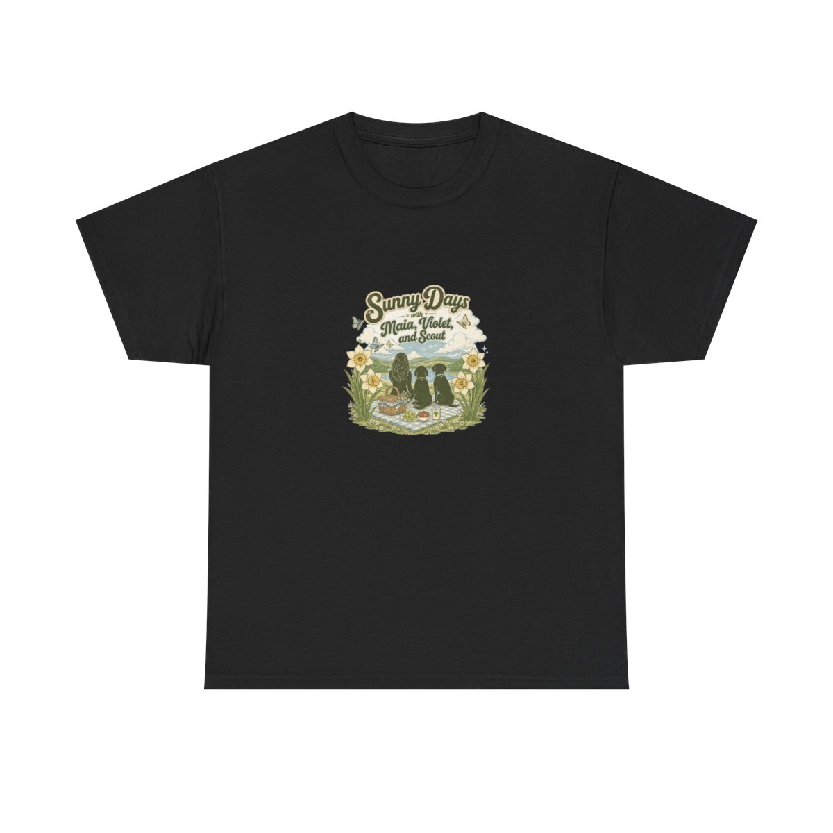 Maia Knight "Sunny Days with Maia, Violet, and Scout" Unisex Tee - alternate angle 3, merchandise